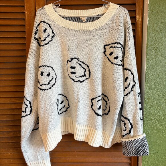 Smily Face Knit Sweater IJOA Size L - Picture 1 of 4